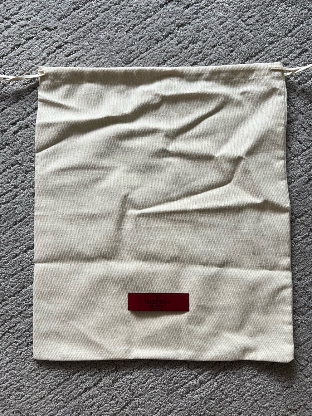 Valentino Garavani Canvas Drawstring Dust Bag with Red Logo Patch